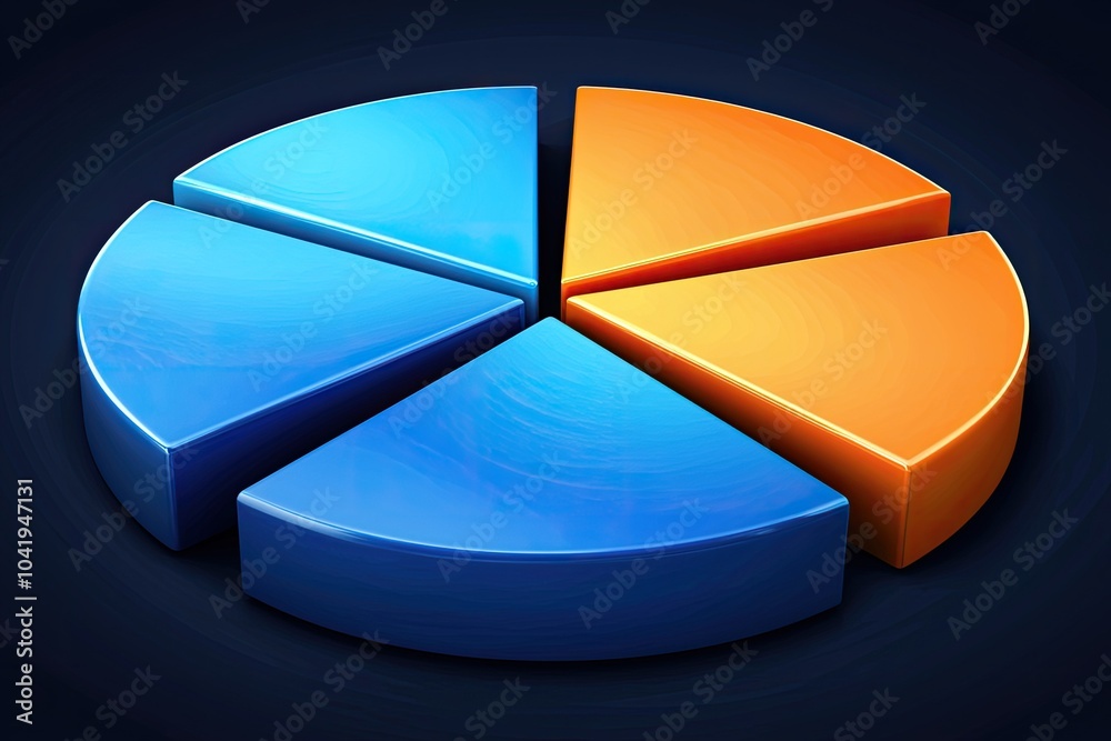 A colorful pie chart featuring blue and orange segments on a dark ...