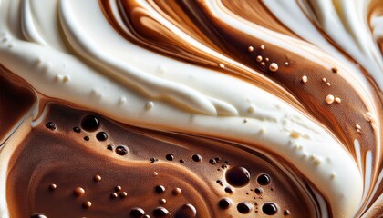 Wall Mural - abstract close up of swirling milk and coffee foam