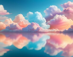 Wall Mural - background of colorful pastel clouds reflecting in the sky