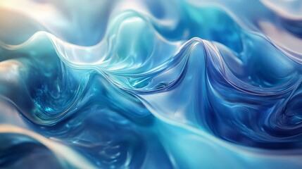 Fototapete - The close-up showcases flowing blue fabric that forms gentle waves, reflecting light and creating a serene, textured visual experience perfect for artistic inspiration.