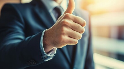 Poster - Business leader giving a thumbs-up in a corporate setting. 