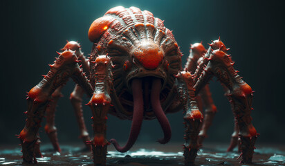 Wall Mural - a large spider with a red face is shown in this image.