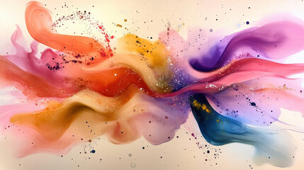 Poster - Vibrant watercolor painting with flowing colors and dynamic movement