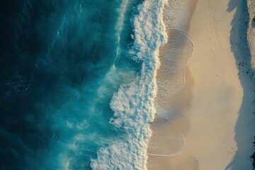  Aerial View of Ocean Waves Meeting Sandy Beach