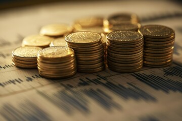 Close-Up View of Stacks of Coins on a Scale