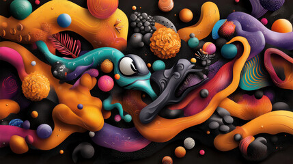 Poster - Enchanting abstract scene with vibrant colors and dynamic shapes