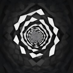 Poster - the artwork features a series of hexagons layered in a circular pattern, narrowing toward the center