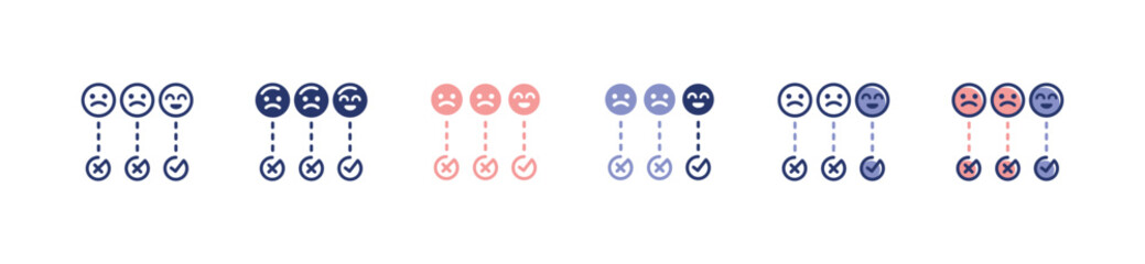 Leinwandbilder - emoticon survey evaluation icon set business feedback rating and review customers satisfaction vector illustration
