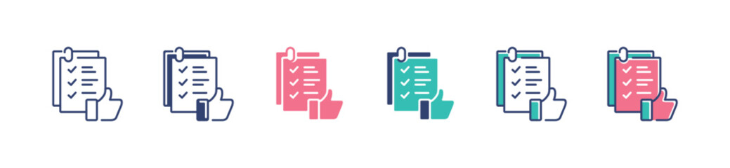Fototapete - hand thumb up check list icon set business management to do task document report signs vector illustration clipboard checklist form signs for web and app