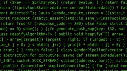 Conceptual java code of web page or javascript programming concept. Simulation of abstract software computer programming code.
