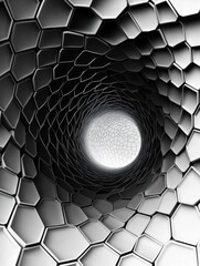 Poster - A series of hexagons gradually converge towards the center, creating a captivating sense of depth and geometric beauty. Generative AI