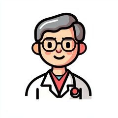 Flat icon of a doctor in raw style