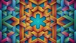 © box - Symmetrical interlocking geometric shape with optical illusion wallpaper