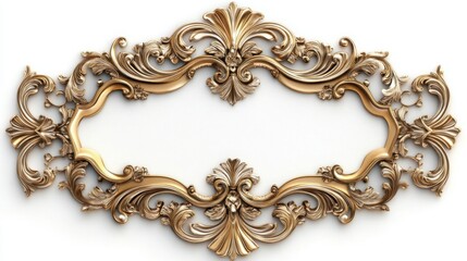 Poster - Ornate golden frame with intricate floral designs, perfect for showcasing artwork or photographs in an elegant setting.