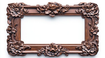 Poster - A beautiful, ornate wooden frame adorned with floral carvings, perfect for displaying artwork or photographs.