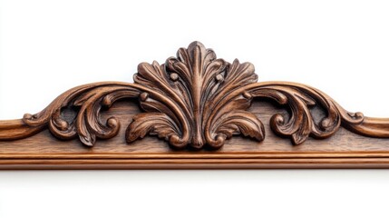 Leinwandbilder - Ornate wooden decoration with intricate floral carving, ideal for enhancing classical or vintage decor themes.