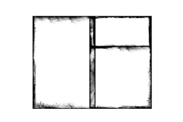 Wall Mural - Grunge style abstract frames set black and white on white background universal use