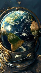 Wall Mural - astronaut observing rotating earth from space
