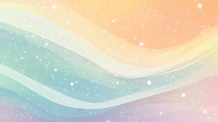 Poster - A minimalist galaxy background with gentle curves and pastel gradients of mint, peach, and lavender, offering a polished and soothing design.