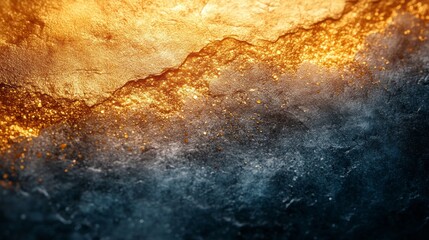 Poster - A piece of artwork with a blue and gold background