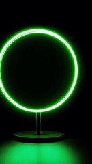 Wall Mural - Illuminating green neon light activating in a dark room