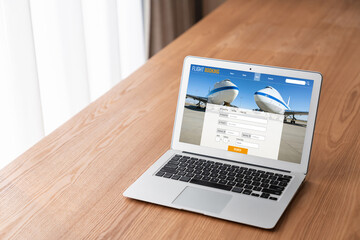 Online flight booking website provide modish reservation system . Travel technology concept .