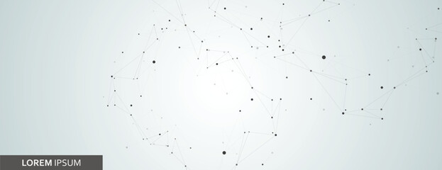 Poster - Abstract connected dots and lines background. Technology concept