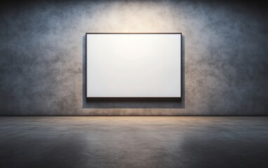 Poster - Spotlight beams on a blank frame against a shadowed gallery wall, industrialchic design with moody lighting