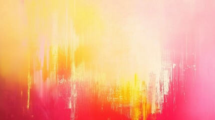 Poster - Bright and cheerful abstract background with blurred light pink and yellow colors, featuring a soft grainy texture and a vintage-inspired style. The pastel color palette, minimalistic design, and warm