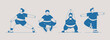 © Studio Cantath - Overweight man in different yoga poses. Cartoon abstract plump male characters practicing yoga and meditation, body positive concept. Vector plus size people set
