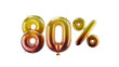 © MI - Golden shiny 80% is in the shape of balloon isolated white background