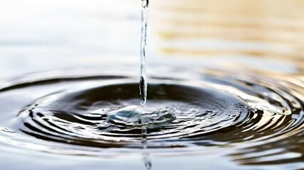 Poster - Water Drop Ripples: A close-up shot captures the delicate beauty of a single water drop falling onto a still surface, creating concentric ripples that radiate outward.