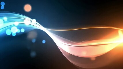 Poster - Abstract Energy Flow: A mesmerizing abstract background featuring a dynamic, flowing wave of light with a blend of blue and orange hues.