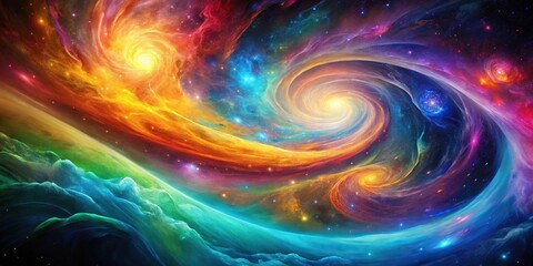 Colorful galaxy swirls abstract background