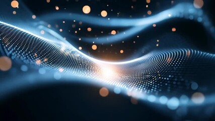 Poster - Celestial Wave: Abstract digital art depicting a mesmerizing wave of glowing particles, evoking feelings of cosmic wonder and technological advancement.  