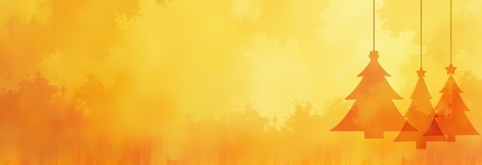 Wall Mural - Yellow orange background with texture and distressed vintage grunge and watercolor paint stains in elegant Christmas backdrop illustration 