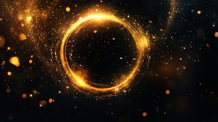 Wall Mural - golden magic glowing portal on dark background