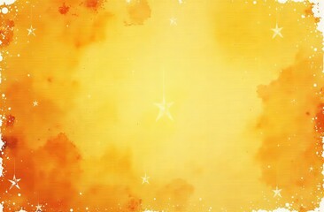 Wall Mural - Yellow orange background with texture and distressed vintage grunge and watercolor paint stains in elegant Christmas backdrop illustration 