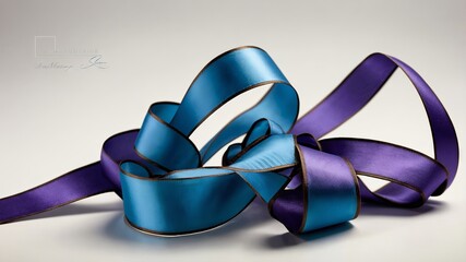 Wall Mural - Turquoise and Purple Satin Ribbons Loosely Twisted

