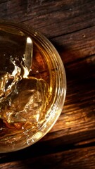 Poster - Super slow motion of pouring whiskey into glass, top view shot. Filmed on high speed cinema camera, 1000fps