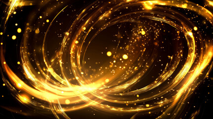 Wall Mural - golden magic luminous light glowing circles on dark background