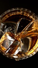 Poster - Super slow motion of pouring whiskey into glass, top view shot. Filmed on high speed cinema camera, 1000fps