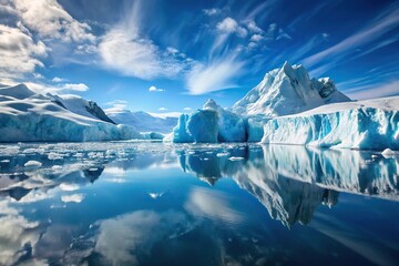 Wall Mural - Polar ice landscape with glacier and iceberg reflection