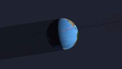 Wall Mural - graphic representation of the path of the moon shadow during a total eclipse over north america. ele