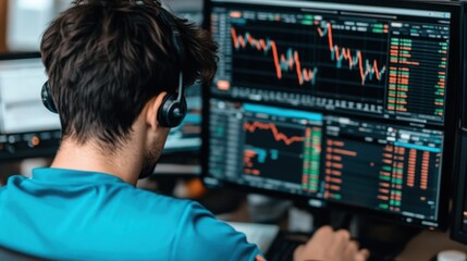 Dramatic View of Stock Market Trading Floor