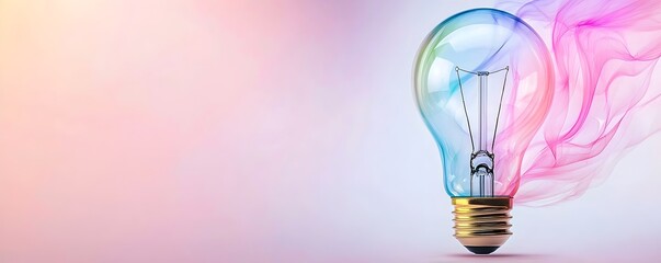 Poster - Colorful Surreal Light Bulb with Dreamy Patterns - Illuminated Aura in a Misty Atmosphere for Unique Artistic Creations