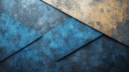 Poster - A blue and gold striped wall with a textured surface