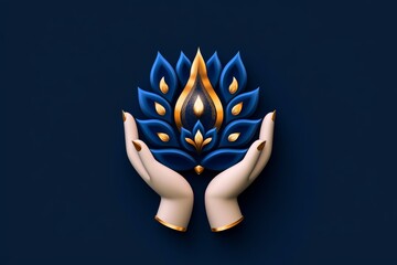 Poster - Abstract minimalist design of a flame, symbolizing the light of Aarti in a clean, elegant style