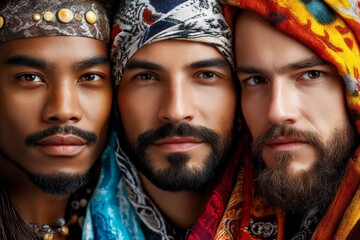 Poster - Hyper-realistic portrait of a diverse group, showing intricate details of each face, representing people from different parts of the world