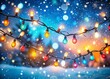 © Arnada - White Christmas Lights on Blue Abstract Background for Holiday Cheer and Warmth